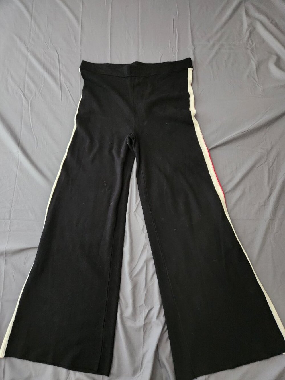 House of Harlow 1960 Black Knit Wide Leg Striped Palazzo Pants Large